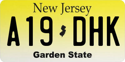 NJ license plate A19DHK