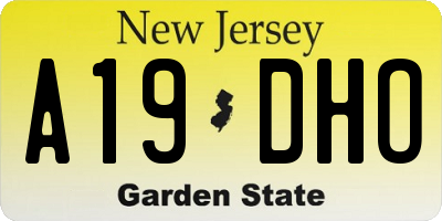 NJ license plate A19DHO