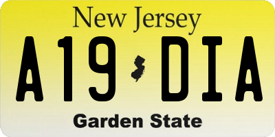 NJ license plate A19DIA