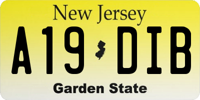 NJ license plate A19DIB