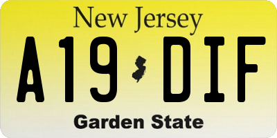 NJ license plate A19DIF