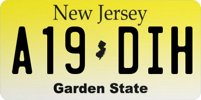 NJ license plate A19DIH