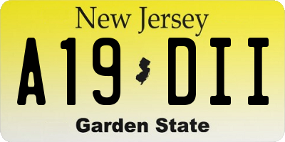 NJ license plate A19DII