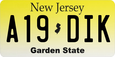 NJ license plate A19DIK