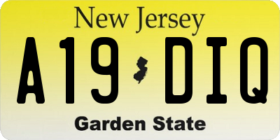 NJ license plate A19DIQ