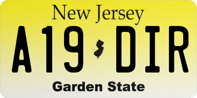 NJ license plate A19DIR