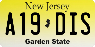 NJ license plate A19DIS