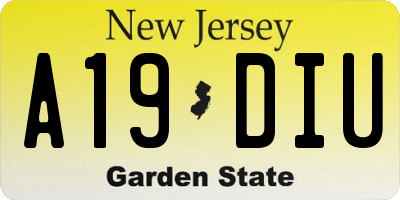 NJ license plate A19DIU
