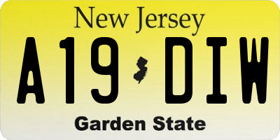 NJ license plate A19DIW