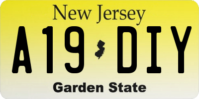 NJ license plate A19DIY