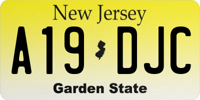 NJ license plate A19DJC
