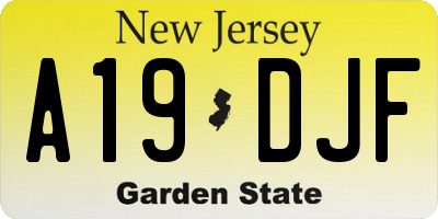 NJ license plate A19DJF