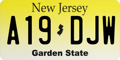 NJ license plate A19DJW