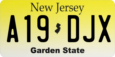 NJ license plate A19DJX