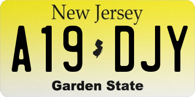 NJ license plate A19DJY
