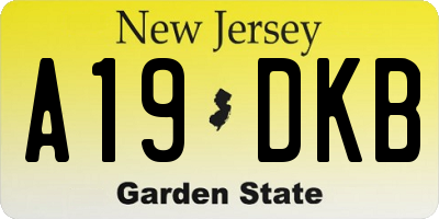 NJ license plate A19DKB