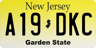 NJ license plate A19DKC