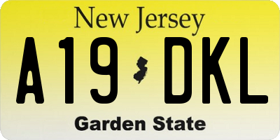 NJ license plate A19DKL