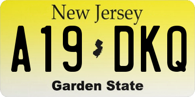 NJ license plate A19DKQ
