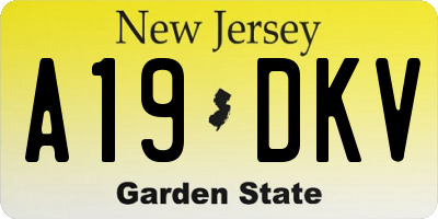 NJ license plate A19DKV