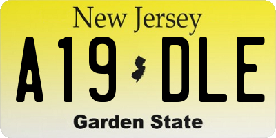 NJ license plate A19DLE