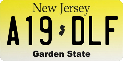 NJ license plate A19DLF