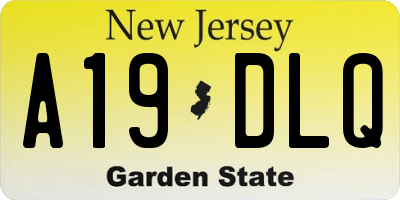 NJ license plate A19DLQ