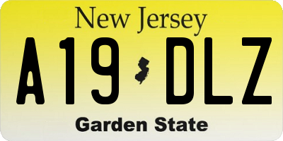NJ license plate A19DLZ