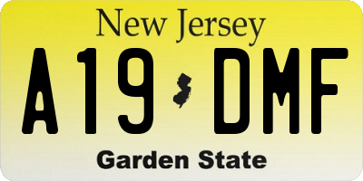 NJ license plate A19DMF