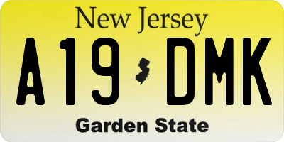 NJ license plate A19DMK