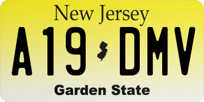 NJ license plate A19DMV