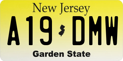 NJ license plate A19DMW