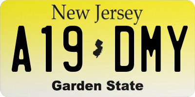 NJ license plate A19DMY