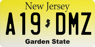 NJ license plate A19DMZ