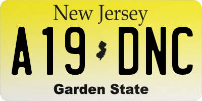 NJ license plate A19DNC