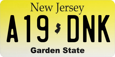 NJ license plate A19DNK