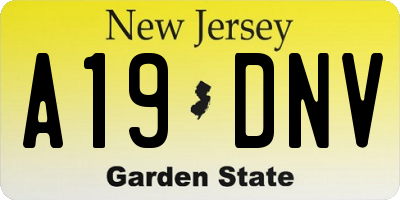 NJ license plate A19DNV