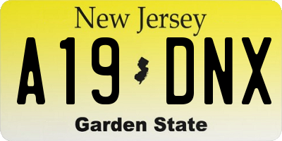 NJ license plate A19DNX