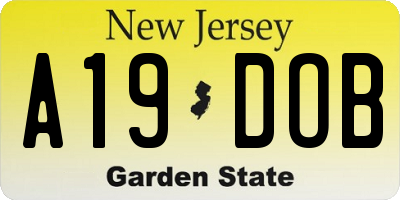 NJ license plate A19DOB