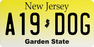 NJ license plate A19DOG