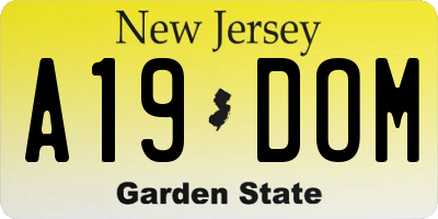 NJ license plate A19DOM