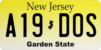 NJ license plate A19DOS