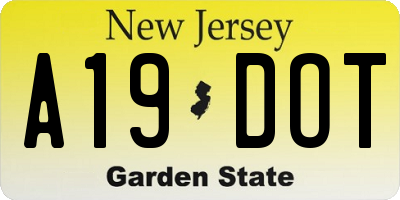 NJ license plate A19DOT