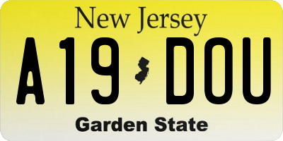 NJ license plate A19DOU