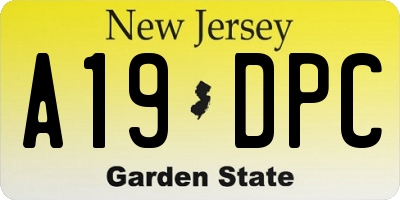 NJ license plate A19DPC