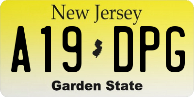 NJ license plate A19DPG