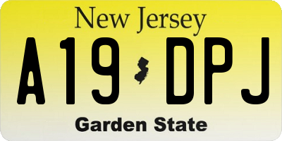 NJ license plate A19DPJ