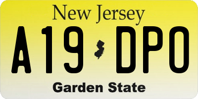 NJ license plate A19DPO