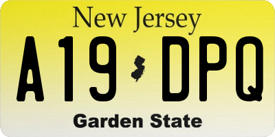 NJ license plate A19DPQ