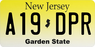 NJ license plate A19DPR